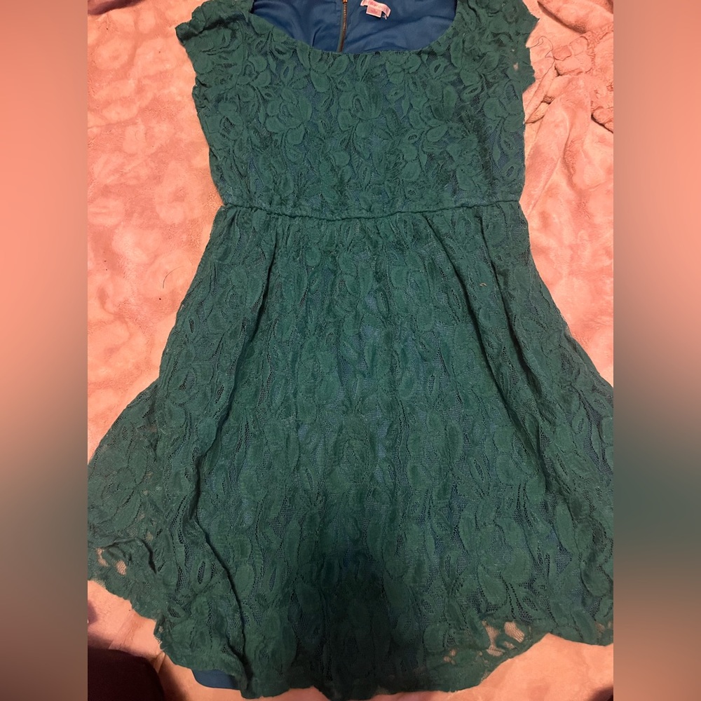 Blue green lace dress